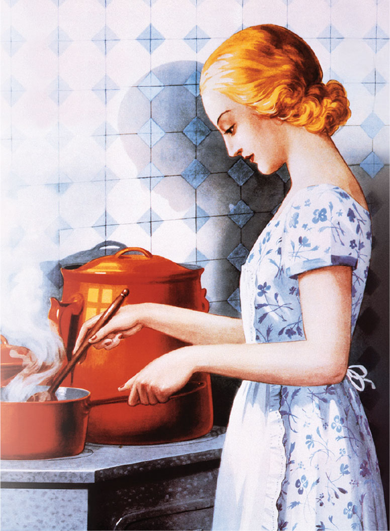 classic lady in kitchen